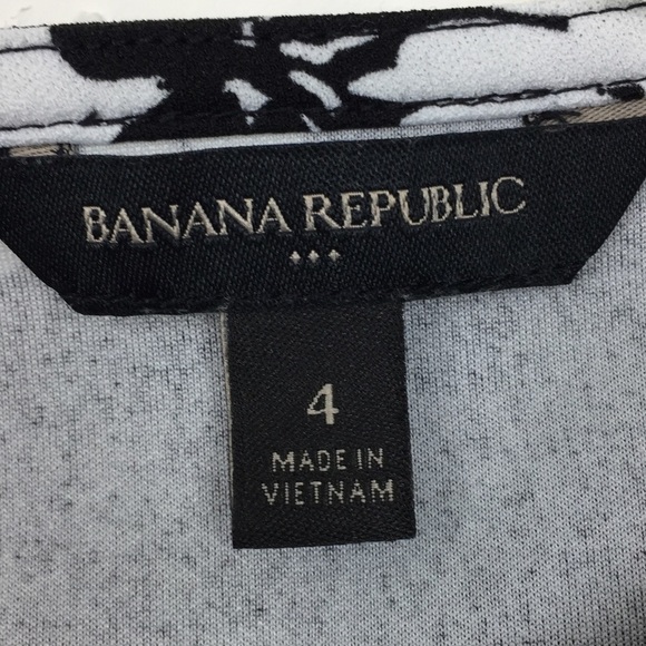 Banana Republic Black and white shift Dress white stripe floral print size 4 - Picture 6 of 9